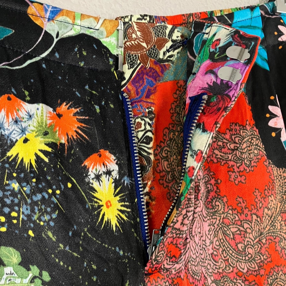 ANTHROPOLOGIE Satin Wide Leg Pants 8 Asian Chinoiserie Print Patchwork Artsy - Picture 8 of 13